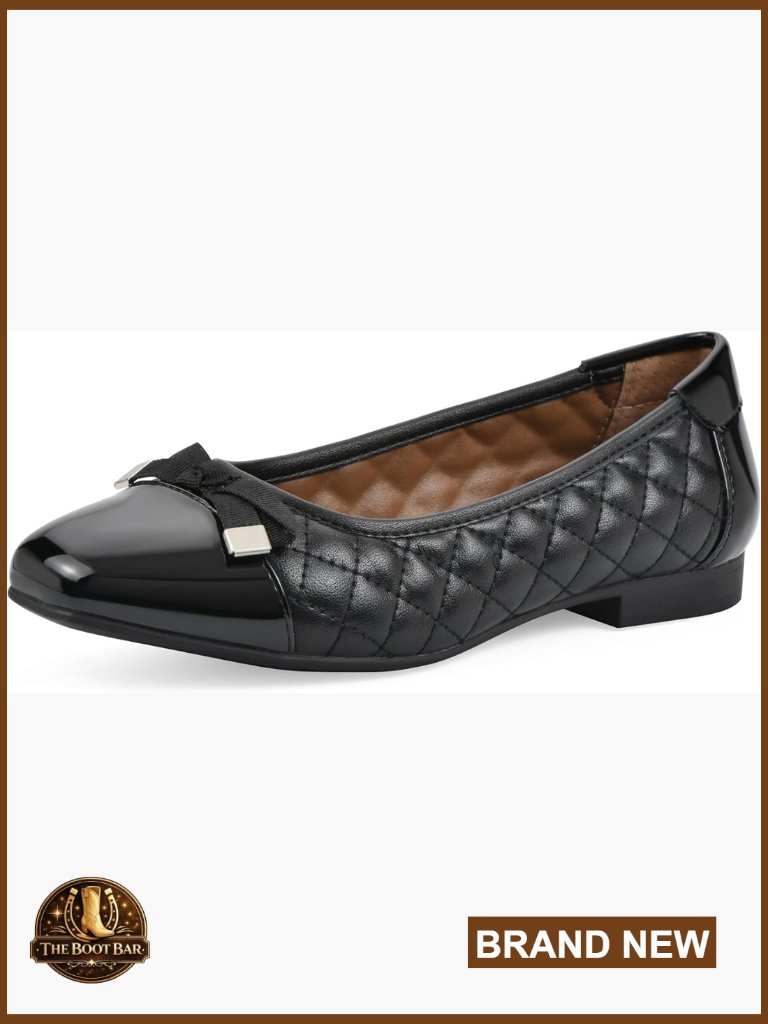 Diamond Quilted Ballet Flats With Cushioned Insole, Square Toe